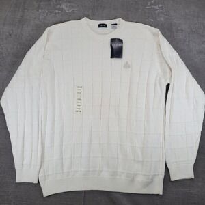 IZOD Mens Cream Cable Knit Long Sleeve Sweater 100% Cotton Size Large New